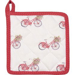 Clayre & Eef Pannenlap Kind Rood Wit Katoen Fiets