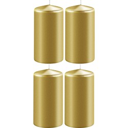 4x Kaarsen metallic goud 6 x 15 cm 58 branduren sfeerkaarsen - Stompkaarsen