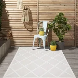 Caprenia Buitenkleed Geruit Crème vloerkleed - Indoor & Outdoor - 80 X 250 CM