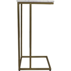 HSM Collection-Bijzettafel Read-32x32x65-Wit/Goud-Marmer/Metaal