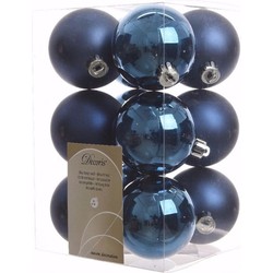Mystic Christmas kerstboom decoratie kerstballen blauw 12 stuks - Kerstbal