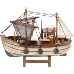 Vissersboot schaalmodel - Hout - 20 cm - Maritieme boten decoraties voor binnen - Beeldjes