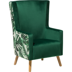 Beliani ONEIDA - Oorfauteuil-Groen-Fluweel