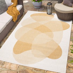 Tapijtenloods Duo Binnen en Buiten Vloerkleed Dubbelzijdig Outdoor Laagpolig Tapijt Geel- 160x230 CM