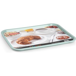 Plasticforte dienblad/serveerblad - Kunststof - 41 x 31 cm - mintgroen - kopjes en glazen tray - Dienbladen