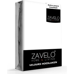 Zavelo Hoeslaken Velours Wit - Fluweel Zacht - 30 cm Hoekhoogte - Rondom Elastiek - Velvet -1-persoons (80/90x200/220 cm)