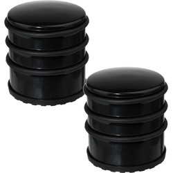 2x Stuks ronde deurstopper zwart 7 x 7,5 cm van metaal - Deurstoppers