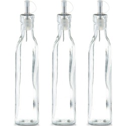 4x Glazen azijn/olie flessen met doseerdopje 270 ml - Olie- en azijnstellen