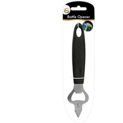 Flesopener zwart kunststof/RVS 18 cm - Flesopeners