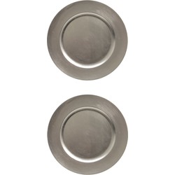 10x stuks diner borden/onderborden zilver glimmend 33 cm - Onderborden