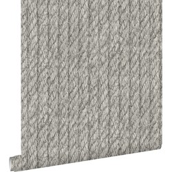 ESTAhome behang touw-motief donkergrijs - 53 cm x 10,05 m - 138248