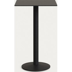 Kave Home - Zwarte hoge Esilda-buitentafel met zwart gelakte metalen poot 60 x 60 x 96 cm