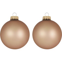 16x Bruine matte kerstballen van glas 7 cm - Kerstbal