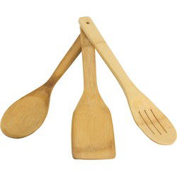 Spatelset - 3-delig - bamboe - 30 cm - spatels - lepels - slabeste - Keukenspatels