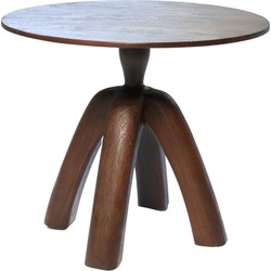 Bijzettafel Rond - Bruin - Hout - 50 cm - Bijzettafel Mia