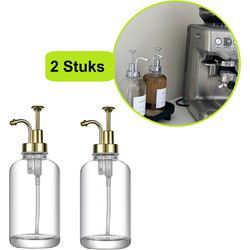 XIVADA Koffiesiroop dispenser - 500 ML - Glas - Goud - Set van 2