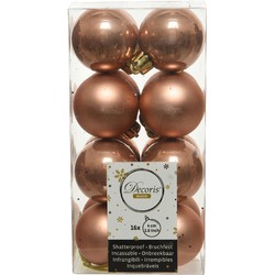 16x Kunststof kerstballen glanzend/mat zacht terra bruin 4 cm kerstboom versiering/decoratie - Kerstbal