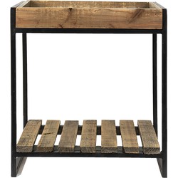 Clayre & Eef Bijzettafel  40x22x43 cm Bruin Zwart Hout Plantentafel