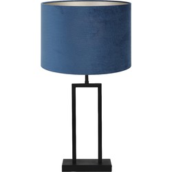 Tafellamp Shiva/Velours - Zwart/Blauw - Ø30x62cm