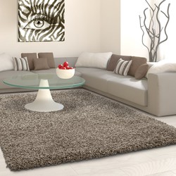 Tapijtenloods Basic Shaggy vloerkleed Taupe Hoogpolig- 80x150 CM