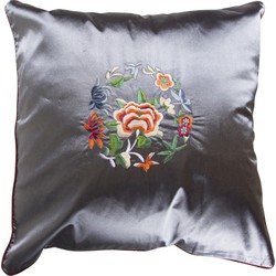 Fine Asianliving Chinese Kussen Grijs Bloemen 45x45cm