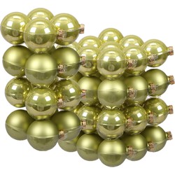 52x stuks glazen kerstballen salie groen (oasis) 6 en 8 cm mat/glans - Kerstbal