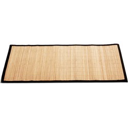 Badkamer vloermat anti-slip lichte bamboe 50 x 80 cm met zwarte rand - Badmatjes