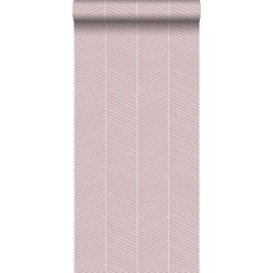 Walls4You behang visgraat-motief roze - 0,53 x 10,05 m - 935322