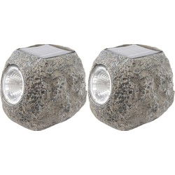 2x Buitenlamp/tuinlamp steen 10 cm - Grondspotjes