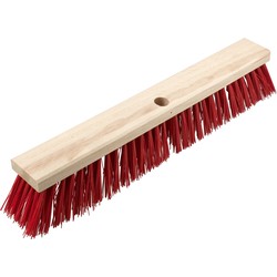 Brumag Bezemkop - Elaston - rood - hout - hard - 50 cm - 24mm - straatbezem/buitenbezem - Bezem