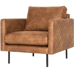 Fauteuil - Daisy - met doorgestikte armleuning - leer Colorado cognac 03