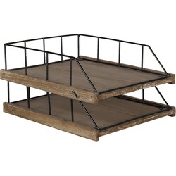 Clayre & Eef Brievenhouder  27x31x17cm Bruin Zwart Hout Postbakje