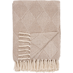 Ivory plaid beige met franjes - 180 x 130 cm
