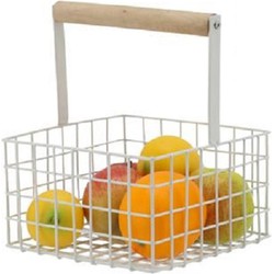 Fruitschaal/fruitmand klein staaldraad wit 18 x 18 x 21 cm - Fruitschalen