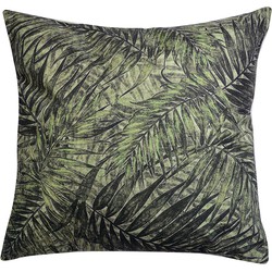 Clayre & Eef Sierkussen  43x43 cm Groen Synthetisch Vierkant Bladeren Kussenhoes met Kussenvulling