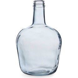 Bloemenvaas - flessen model - glas - blauw transparant - 19 x 31 cm - Vazen