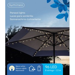 Parasol partylights 96 LED warm wit 8 strings - 1,2 m