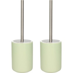 Set van 2x stuks wC-borstel/toiletborstel inclusief houder licht groen 38 cm van steen - Toiletborstels