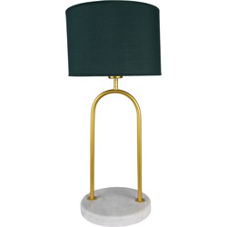 Clayre & Eef Bureaulamp  Ø 28x62 cm  Groen Goudkleurig Ijzer Textiel Tafellamp