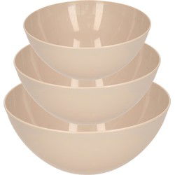 Plasticforte voedsel serveer schalen set - 3x stuks - taupe - kunststof - Dia 20/25/28 cm - Serveerschalen