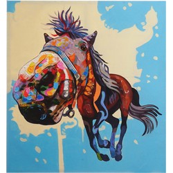 Cosmo Casa Olieverfschilderij - Paard - 100% Handgeschilderd - Muurschildering - 3D Afbeelding - Schilderij XL - 100x90cm