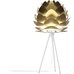 Aluvia Mini tafellamp brushed brass - met tripod wit - Ø 40 cm