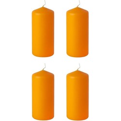 4x stuks oranje stompkaarsen 15 cm 45 branduren - Stompkaarsen