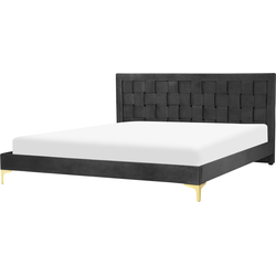 LIMOUX  - Tweepersoonsbed - Zwart - 180 x 200 cm - Fluweel