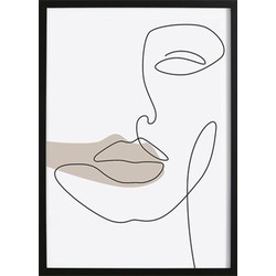 Vrouwelijk Gezicht Abstract Poster (29,7x42cm)