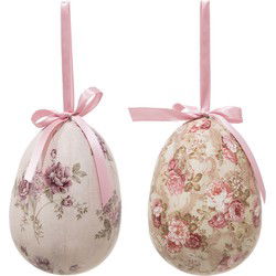 Clayre & Eef Paashanger set van 2 Ei Meerkleurig Kunststof Bloemen