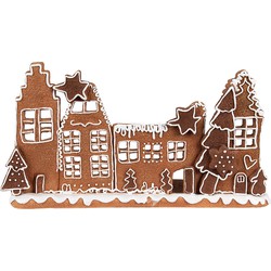 Clayre & Eef Waxinelichthouder Huis 27x9x15 cm Bruin Kunststof Theelichthouder