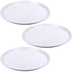 Set van 4x stuks wit rond dienblad/serveerblad van kunststof 34 cm - Dienbladen