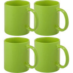 Bellatio Design Koffie mokken/bekers - 4x - keramiek - groen - 370 ml - Bekers