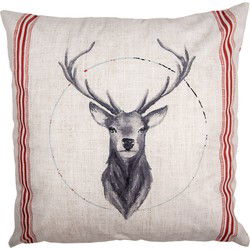 Clayre & Eef Kussenhoes 45x45 cm Beige Polyester Hert Sierkussenhoes